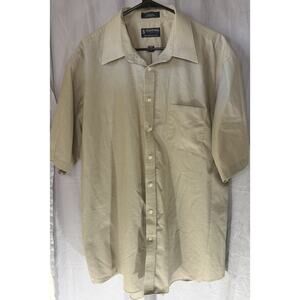 Stafford Essentials Men’s Tan Short Sleeve Button Up Shirt Classic Fit 18